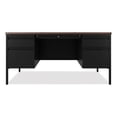 thumbnail image 1 of Hirsh 30x60 Double Pedestal Metal Desk with T Top Black/Walnut, 1 of 4