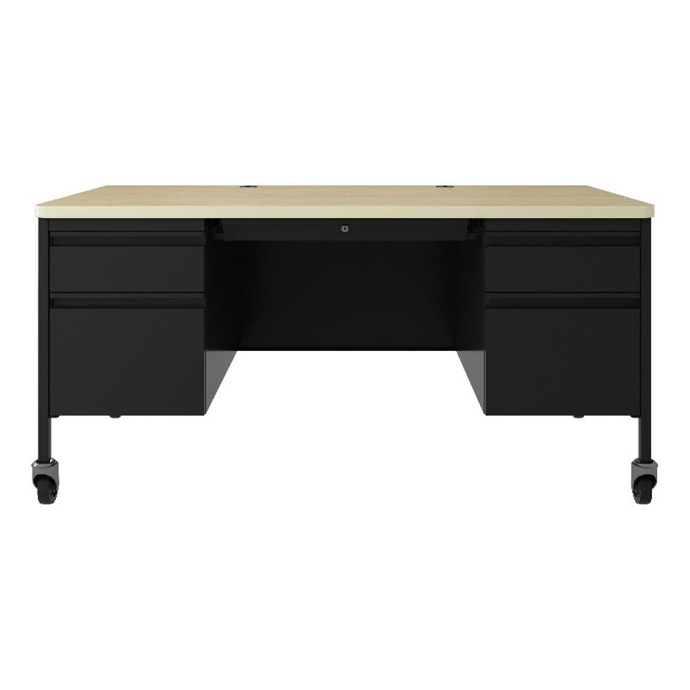 One Side File Desk Hirsh 30x60 Mobile Double Pedestal File Desk with Soft Corner - Black ...