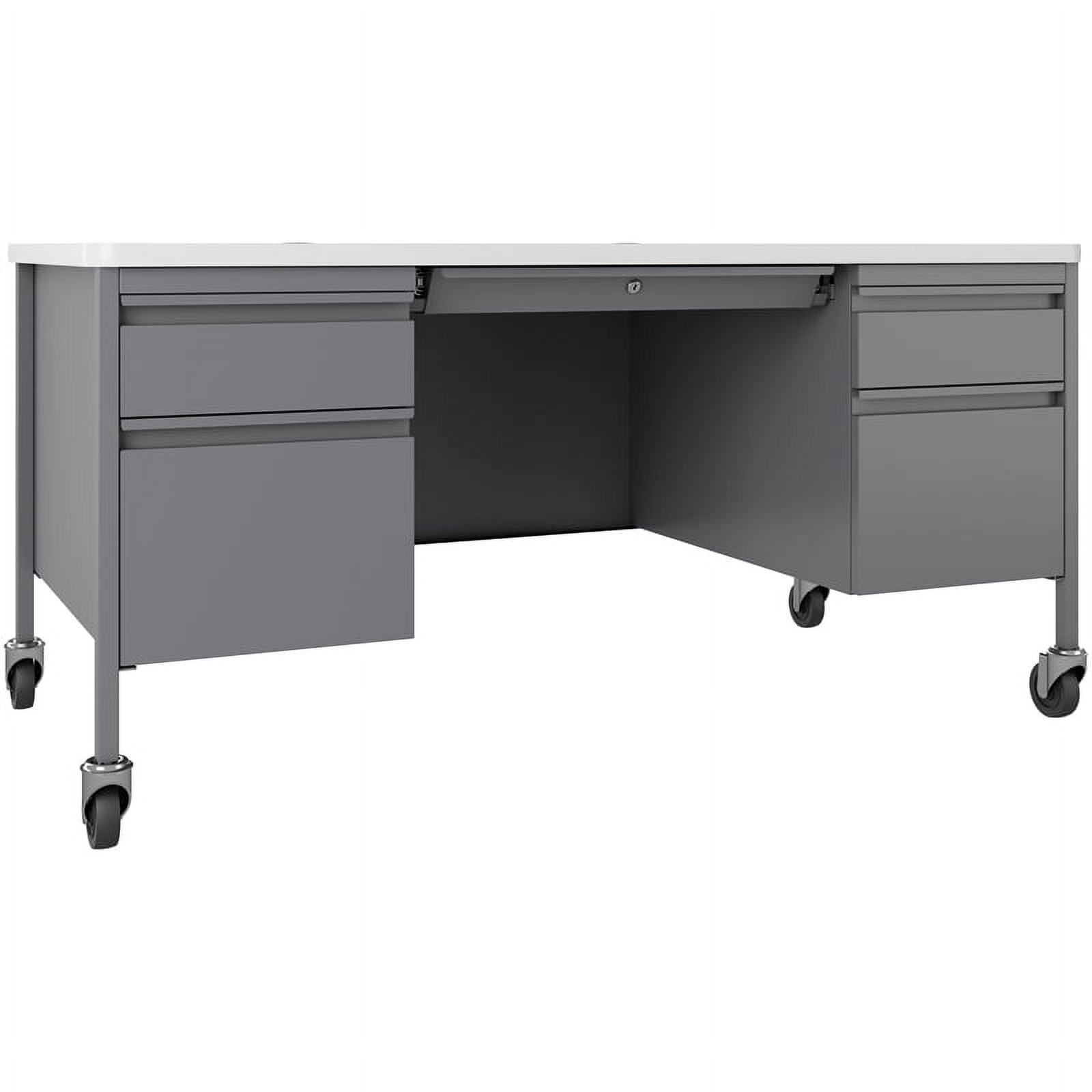Hirsh 30x60 Mobile Double Pedestal Metal Desk with T Mold Top