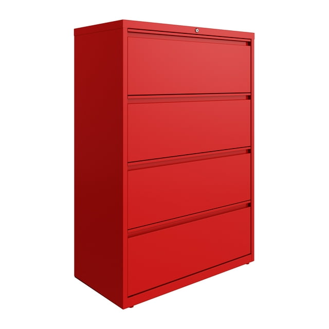 Hirsh 36 Inch Wide 4 Drawer Metal Lateral File Cabinet for Home and Office, Holds Letter, Legal and A4 Hanging Folders, Red