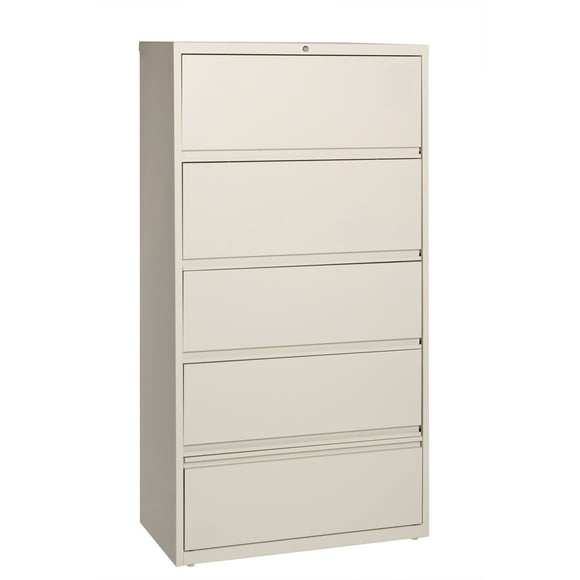 Hirsh 36-in Wide HL10000 5 Drawer Lateral File Cabinet. Roll-out Shelves. Beige