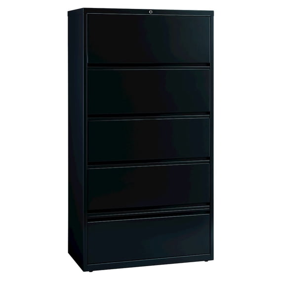 Hirsh 36 inch Wide 5 Drawer Metal Lateral File Cabinet with Roll-Out Shelves for Home and Office, Holds Letter, Legal and A4 Hanging Folders, Black