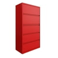 thumbnail image 1 of Hirsh 36 inch Wide 5 Drawer Metal Lateral File Cabinet for Home and Office, Holds Letter, Legal and A4 Hanging Folders, Red, 1 of 5