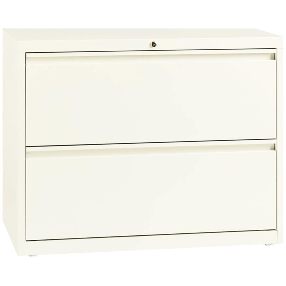 Off-White 36" Wide Metal 2 Drawer Lateral File Cabinet