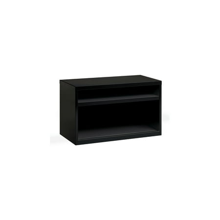 Hirsh 36 Inch Wide Low Credenza Metal Lateral Cabinet with Open Shelves for Home and Office, Black
