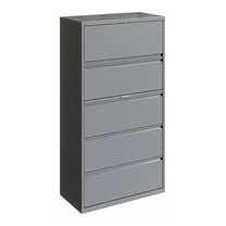 Hirsh 36 inch Wide 5 Drawer Metal Lateral File Cabinet for Home and Office, Holds Letter, Legal and A4 Hanging Folders, Silver