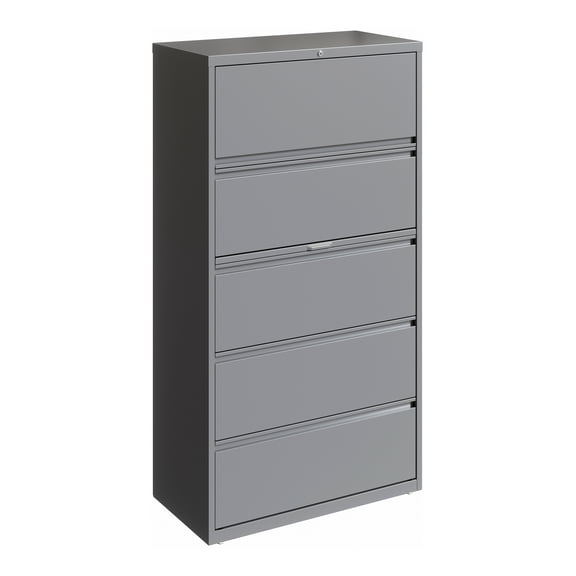 Hirsh 36 inch Wide 5 Drawer Metal Lateral File Cabinet for Home and Office, Holds Letter, Legal and A4 Hanging Folders, Silver