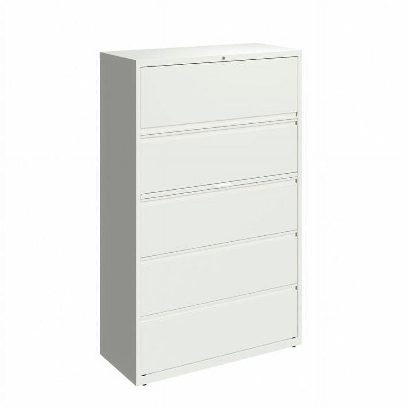 42" White Metal 5-Drawer Lockable Fire Resistant Lateral File Cabinet