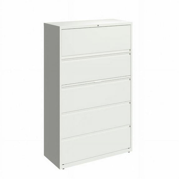 Hirsh 42 inch Wide 5 Drawer Metal Lateral File Cabinet for Home and Office, Holds Letter, Legal and A4 Hanging Folders, White