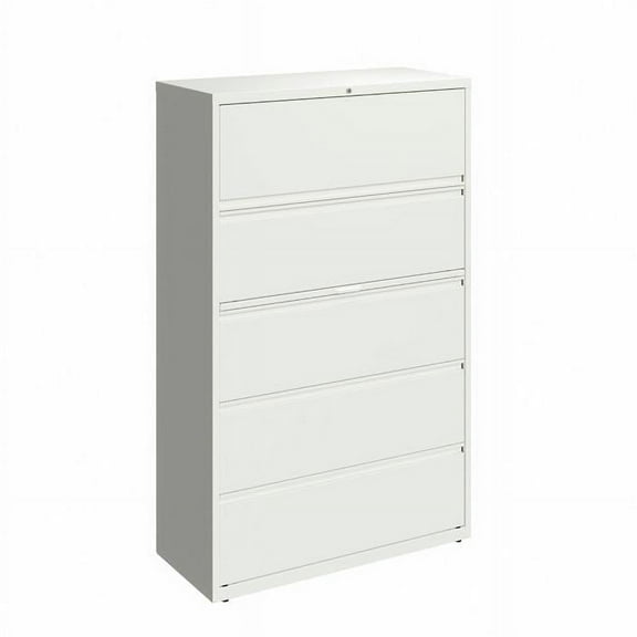 Hirsh 42 inch Wide 5 Drawer Metal Lateral File Cabinet for Home and Office, Holds Letter, Legal and A4 Hanging Folders, White