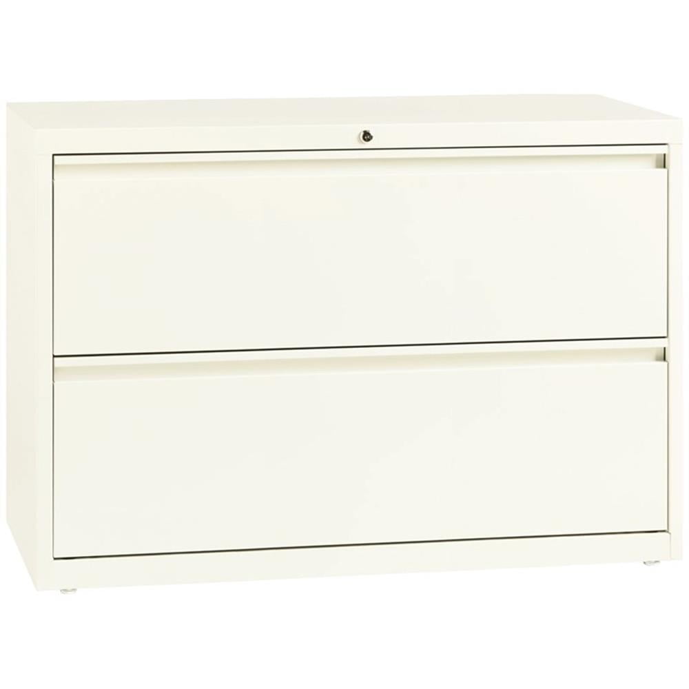 Off-White 42-Inch Metal 2 Drawer Lockable Lateral File Cabinet