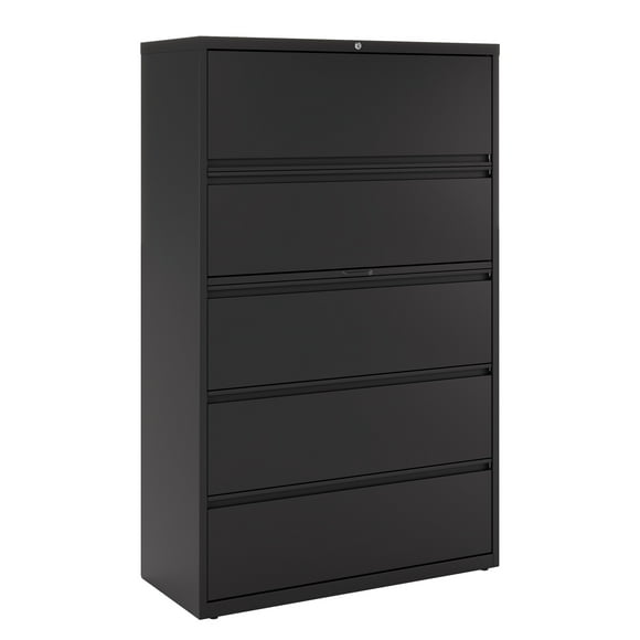 Hirsh 42-in Wide HL8000 Series Metal 5 Drawer Lateral File Cabinet Black