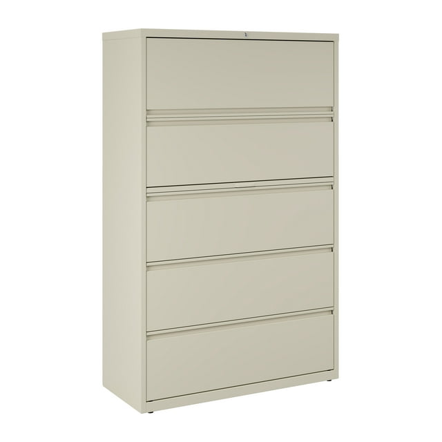 Hirsh 42 inch Wide 5 Drawer Metal Lateral File Cabinet for Home and Office, Holds Letter, Legal and A4 Hanging Folders, Putty