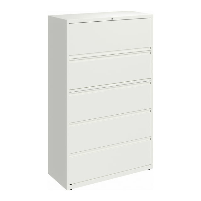 Hirsh 42 inch Wide 5 Drawer Metal Lateral File Cabinet for Home and Office, Holds Letter, Legal and A4 Hanging Folders, White