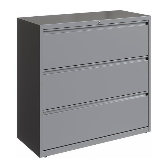 Hirsh 42 inch Wide 3 Drawer Metal Lateral File Cabinet for Home and Office, Holds Letter, Legal and A4 Hanging Folders, Silver