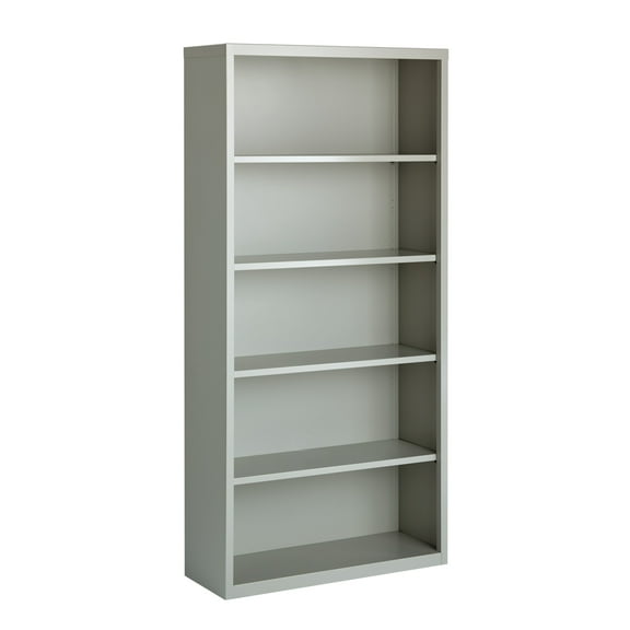 Hirsh 5 Shelf Metal Bookcase, 72in. Height, Gray
