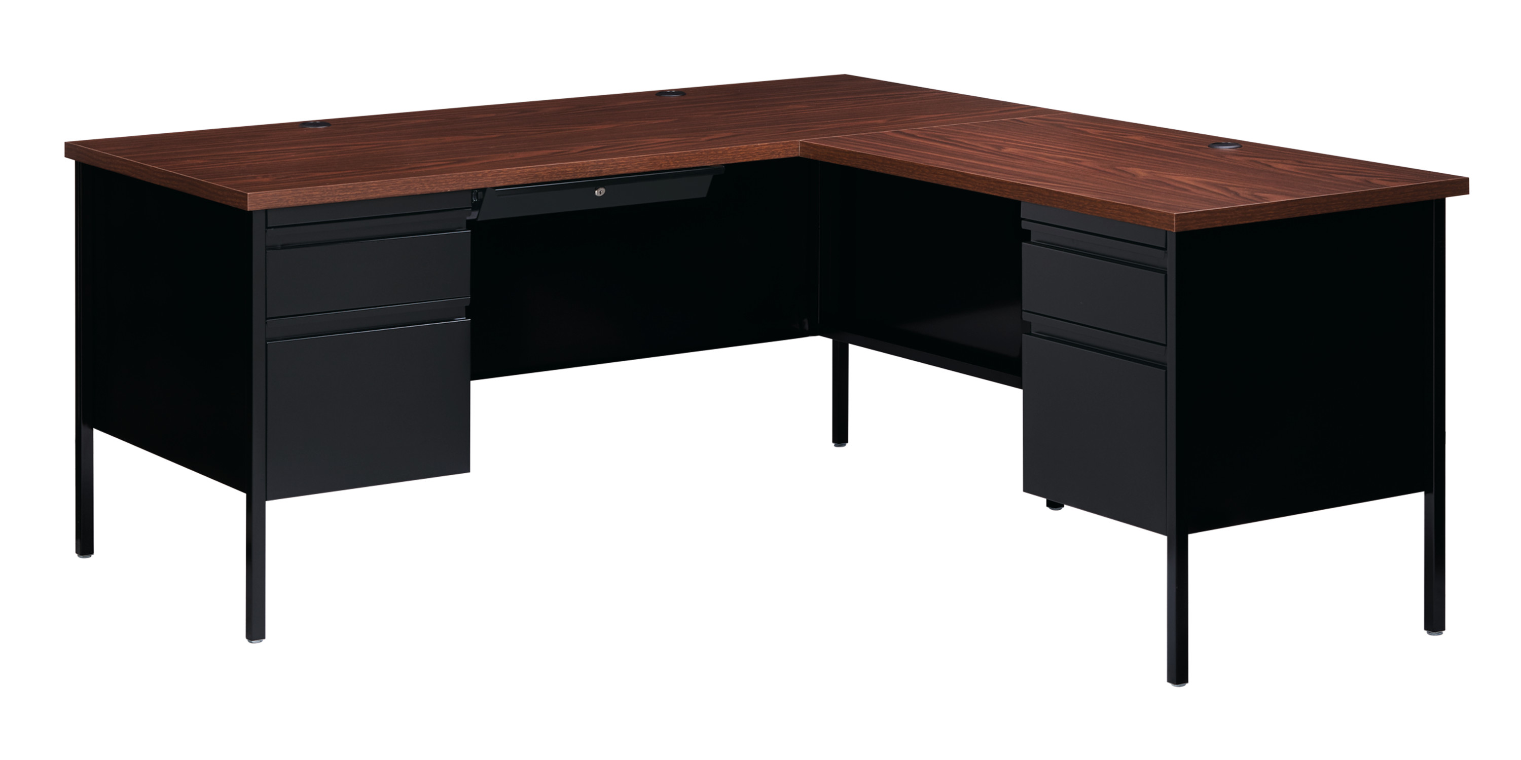 Hirsh Corner Office Desk with Right Hand Return, 66D x 72W, Black