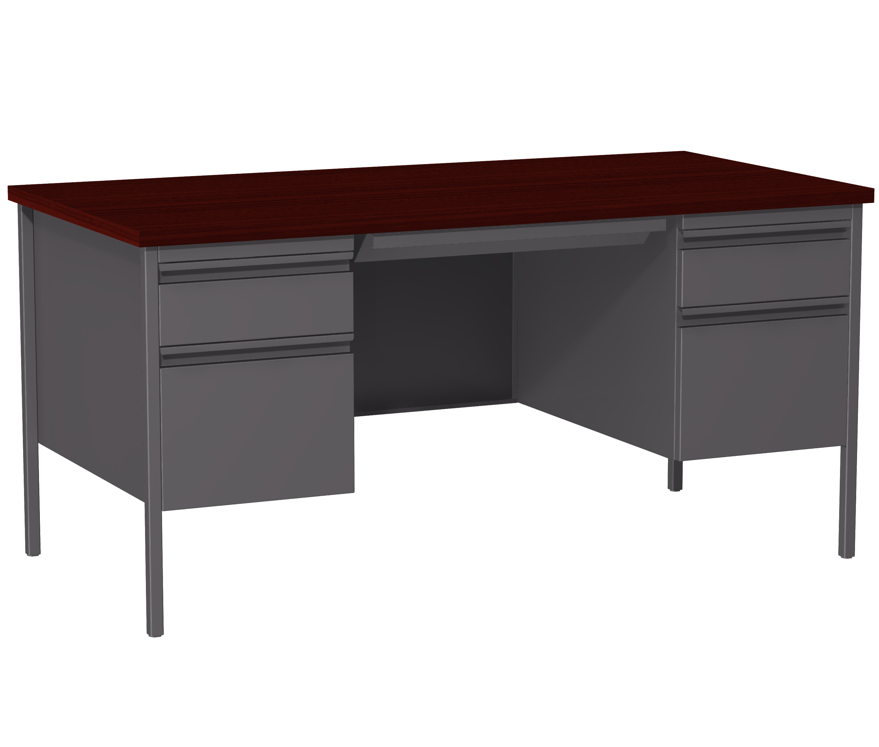 Hirsh Double Pedestal Office Desk with Center Drawer for Home, Office