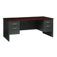 thumbnail image 1 of Hirsh Executive Office Modular Double Pedestal File Office Desk, 36 inch D x 72 inch W, Charcoal/Mahogany, 1 of 12