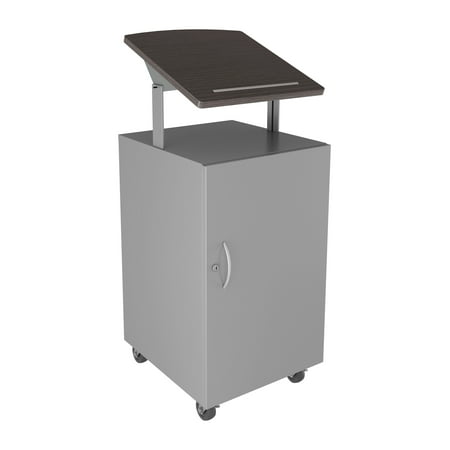 Hirsh - Mobile Locking Podium for Classroom or Office - Arctic Silver - Weathered Charcoal