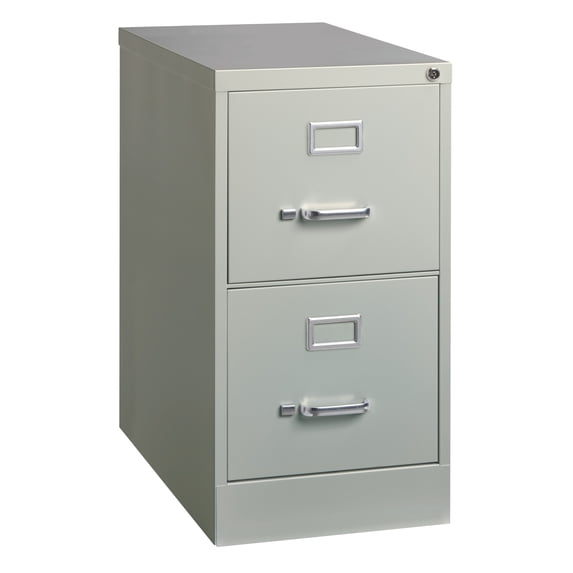Hirsh Pro 2 Drawer Letter Locking Metal Vertical File Cabinet, 25" Deep, Gray