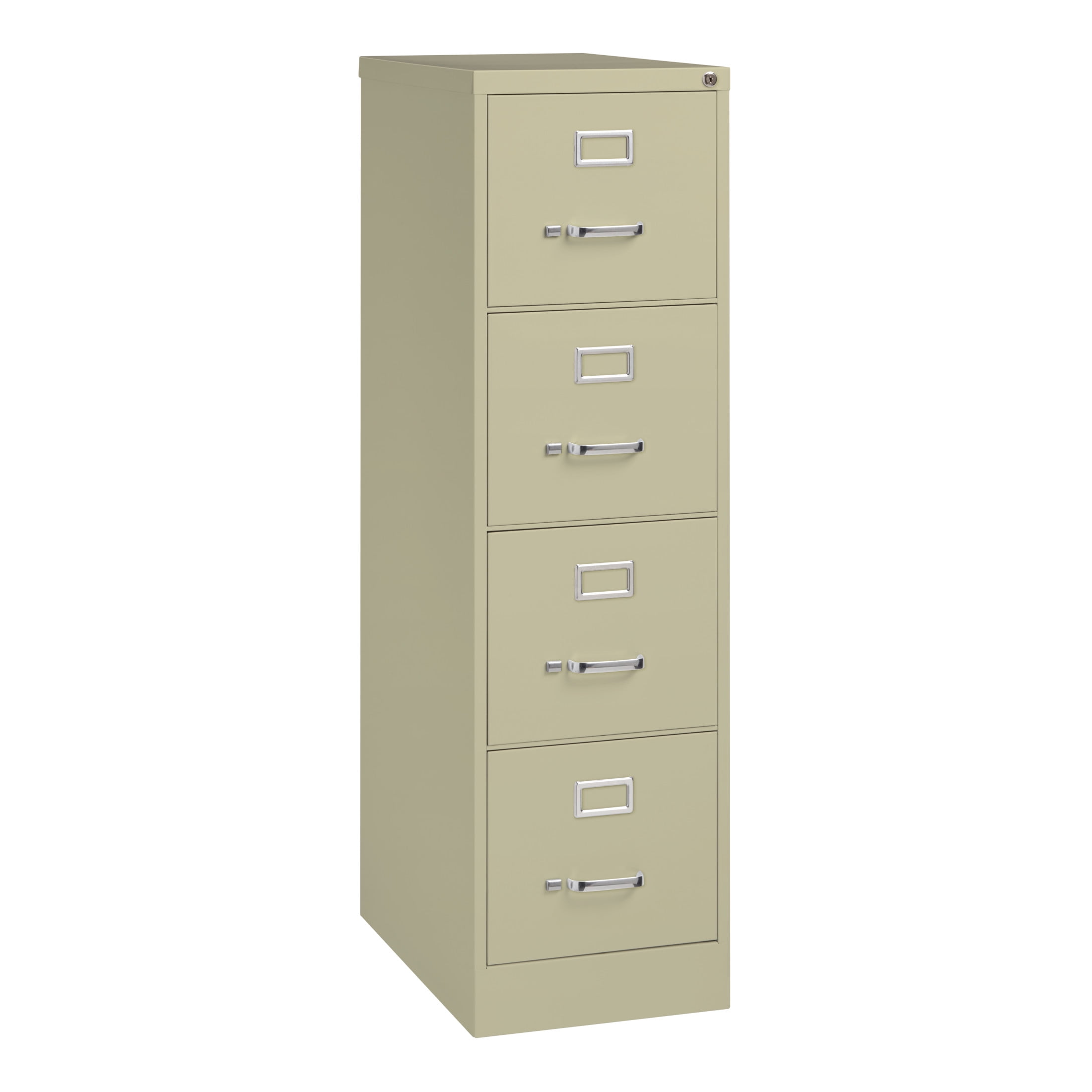 Hirsh Pro 4 Drawer Letter Locking Metal Vertical File Cabinet, 25" Deep, Putty