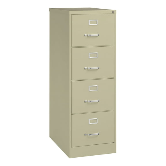 Hirsh Pro 26.5" Deep 4 Drawer Legal Width Metal Vertical File Cabinet, Commercial Grade, Putty