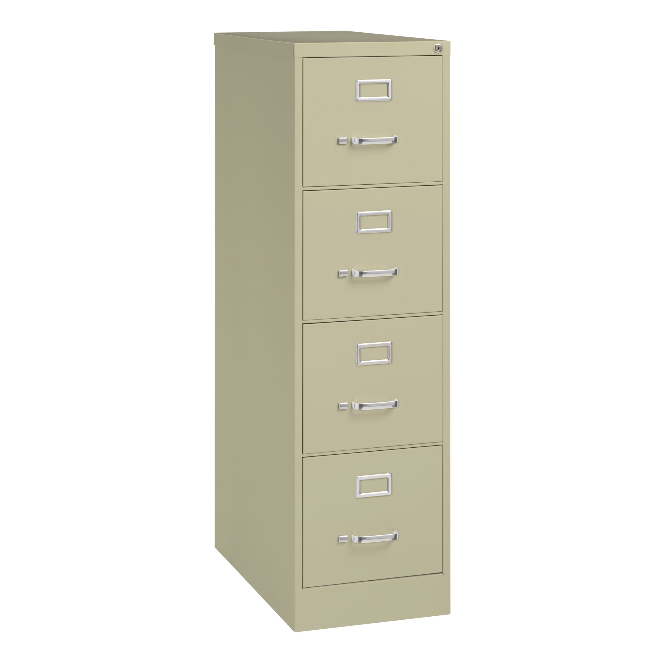 Hirsh Pro 4 Drawer Letter Locking Metal Vertical File Cabinet, 26.5" Deep, Putty