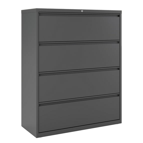 Hirsh Pro 42 inch Wide 4 Drawer Metal Lateral File Cabinet for Home and Office, Holds Letter, Legal and A4 Hanging Folders, Charcoal