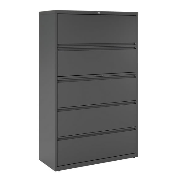 Hirsh Pro 42 inch Wide 5 Drawer Metal Lateral File Cabinet for Home and Office, Holds Letter, Legal and A4 Hanging Folders, Charcoal