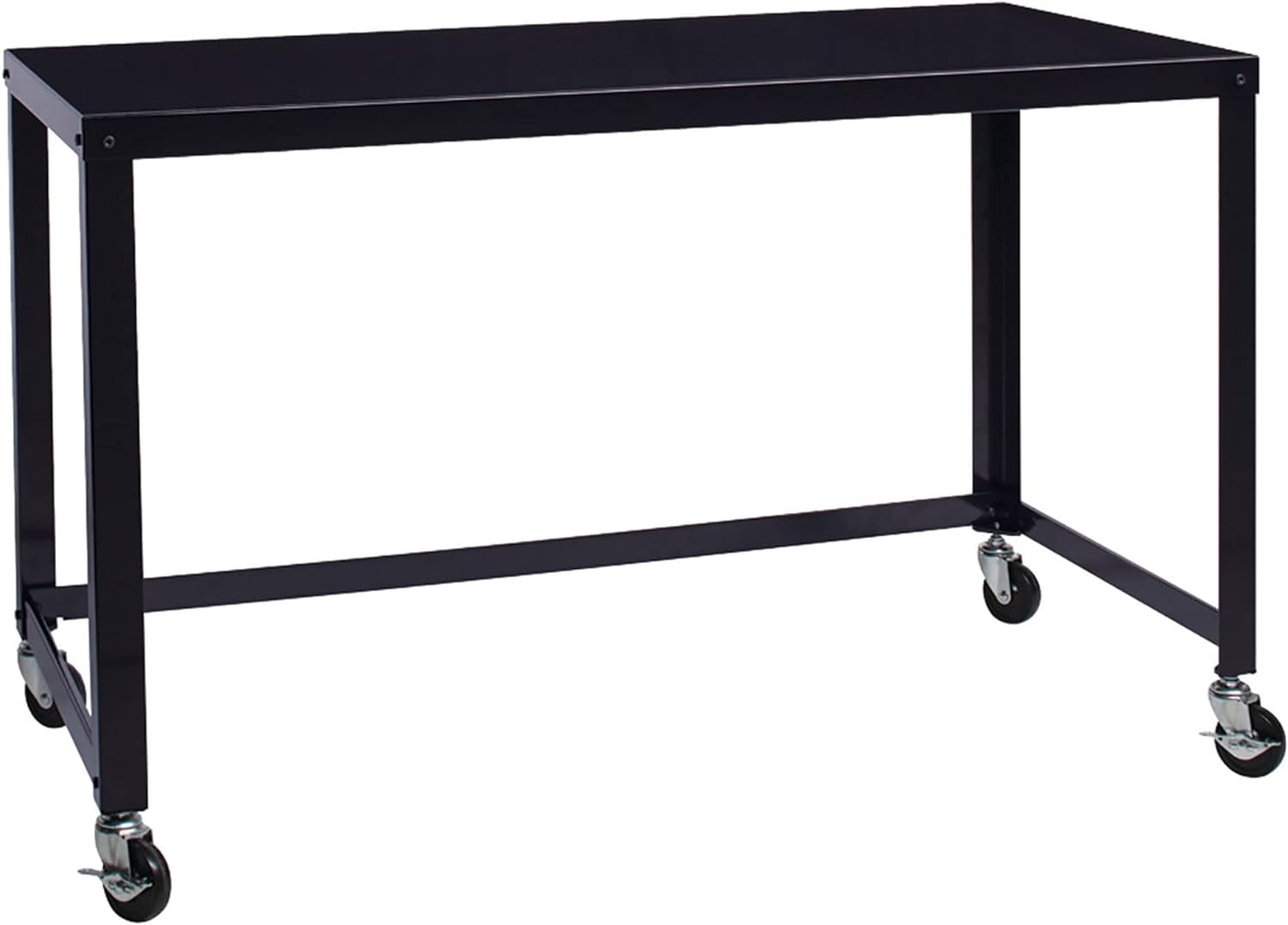 Modern Mobile 48" Black Steel Home Office Desk with Filing Cabinet