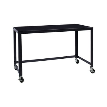 Hirsh Ready-to-Assemble 48-inch Wide Mobile Metal Desk for Home Office, Black