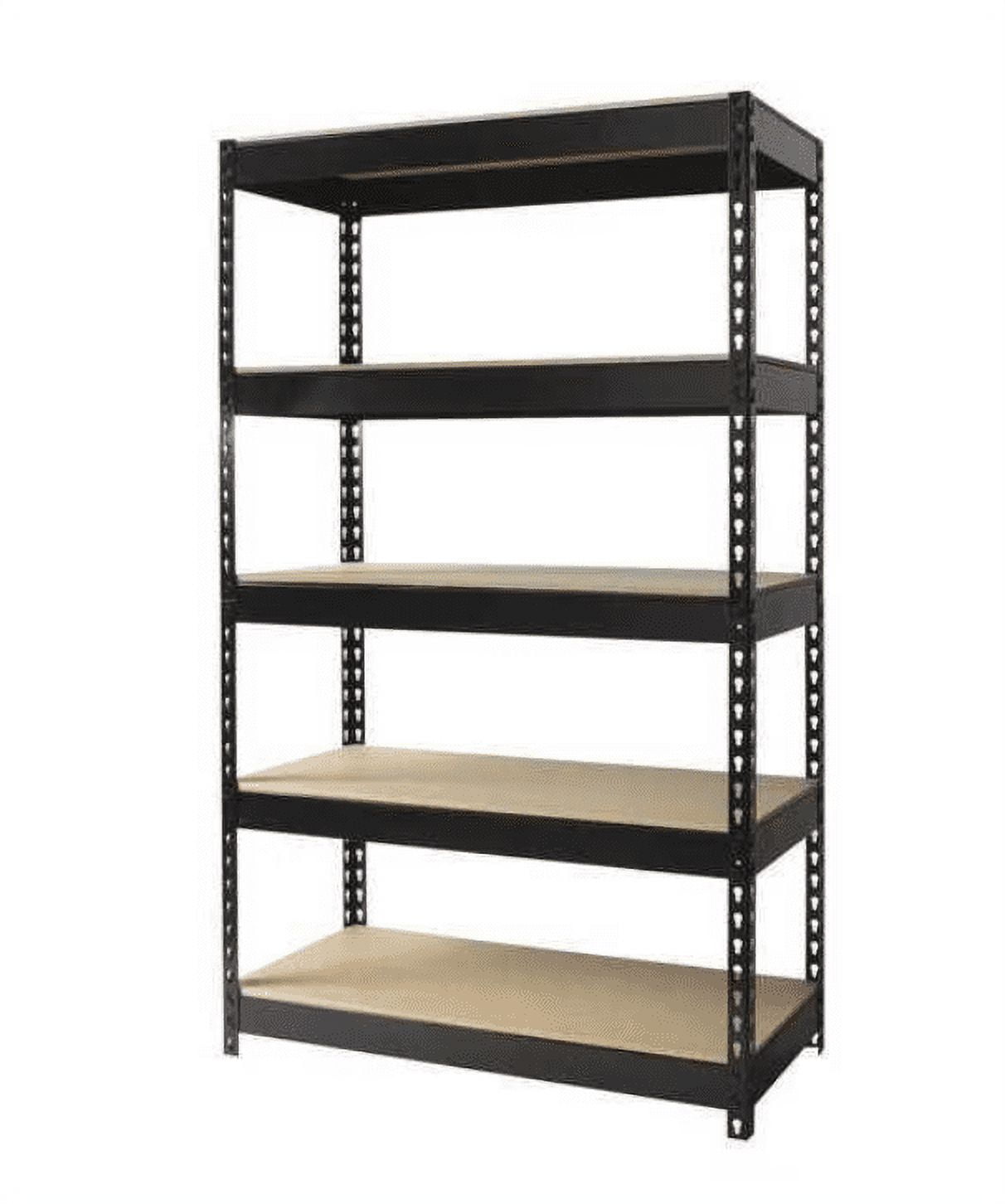 Black Heavy-Duty Riveted Steel 4-Shelf Storage Unit