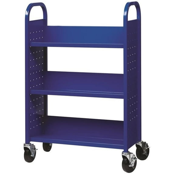 Hirsh Single-sided Mobile Metal 13" D X 30.75" W Book Cart Classic Blue