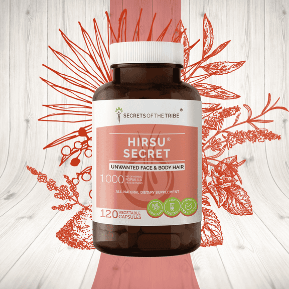 Secrets of the Tribe Hirsu Secret Capsules Dietary Supplement, Natural Herb Blend, Made from Saw Palmetto, Black Cohosh, Vitex, Spearmint, Lavender, Green Tea 120 Count