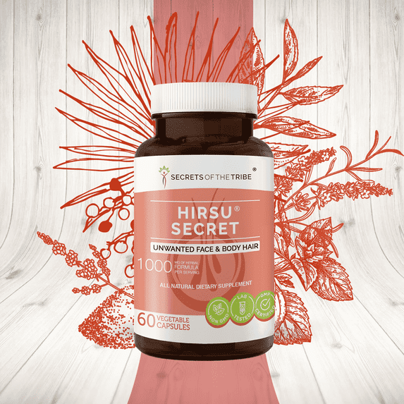 Secrets of the Tribe Hirsu Secret Capsules Dietary Supplement, Natural Herb Blend, Made from Saw Palmetto, Black Cohosh, Vitex, Spearmint, Lavender, Green Tea 60 Count