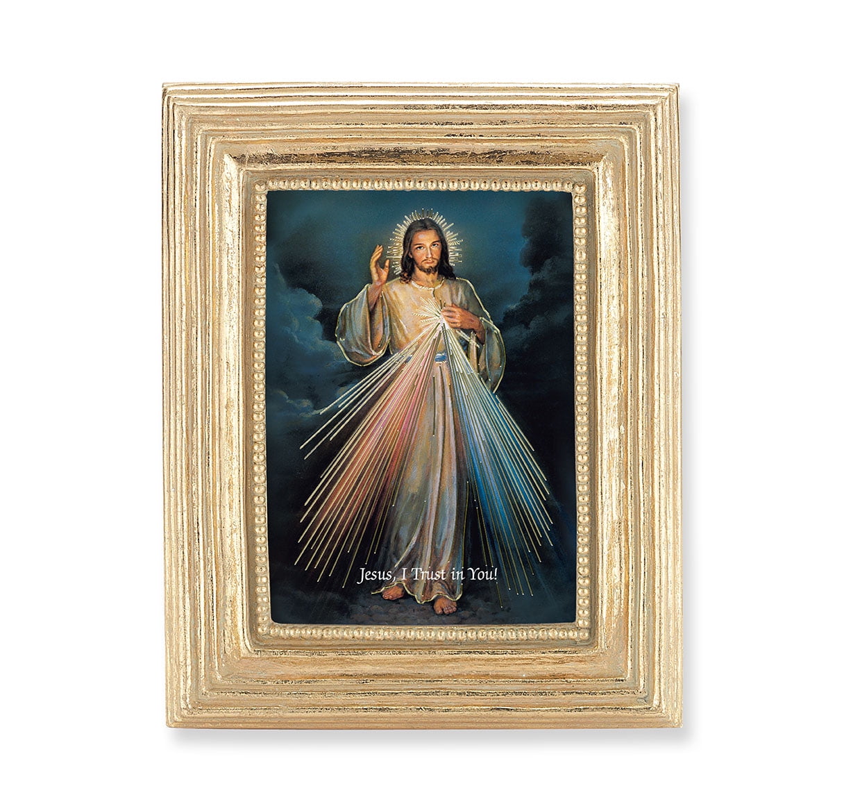 Hirten 3-3/4" x 4-1/2" Gold Frame with a 2.5" x 3.5" Divine Mercy Print ...