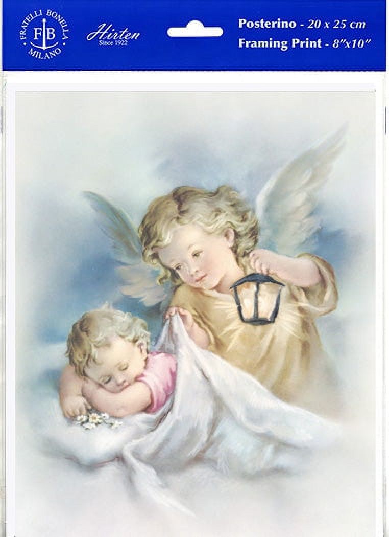 Hirten Guardian Angel with Lantern Framing Print Wall Art Décor, Medium ...