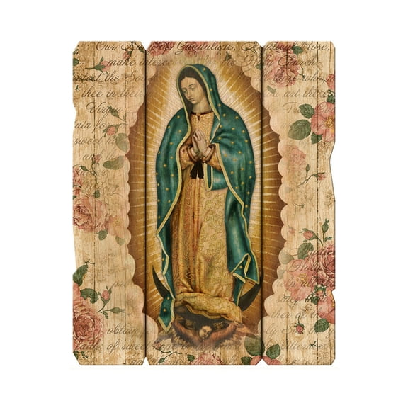 Hirten Our Lady of Guadalupe Vintage Barn Board Plaque Wall Art Dcor, Large