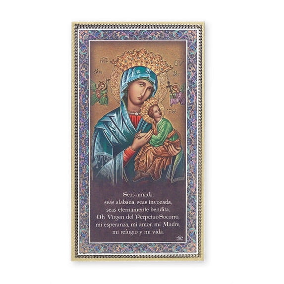 Hirten Our Lady of Perpetual Help (Spanish) Gold Foil Wood Plaque Wall Art Décor, Small