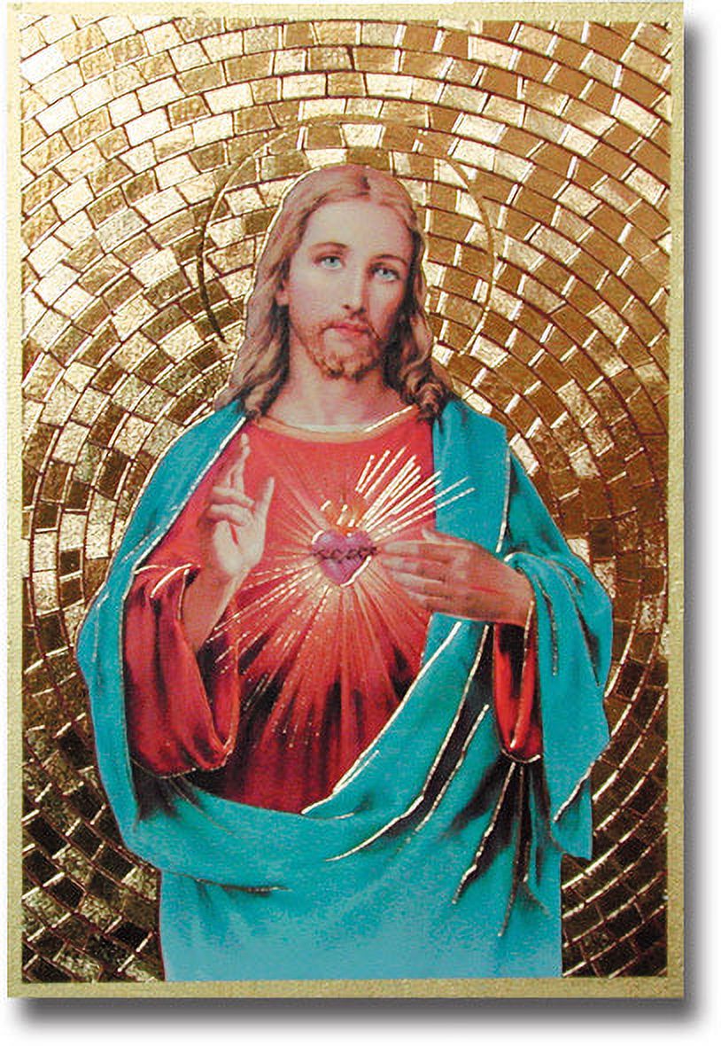 Hirten Sacred Heart of Jesus Gold Foil Mosaic Plaque Wall Art Décor ...