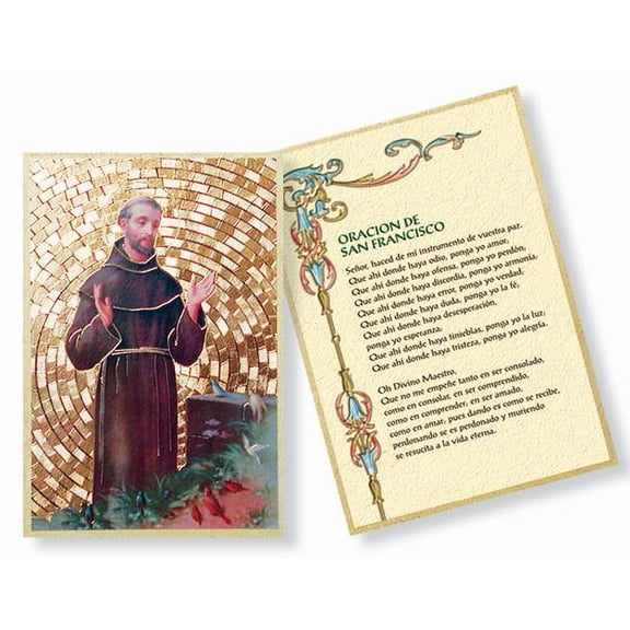 Hirten St. Francis (Spanish) Gold Foil Mosaic Plaque Wall Art Dcor, Small