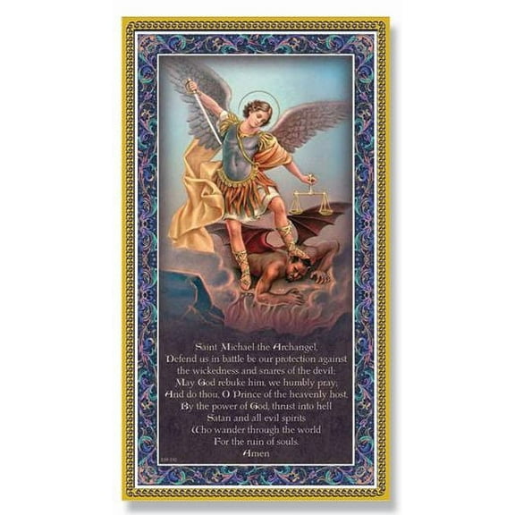 Hirten St. Michael Gold Foil Wood Plaque Wall Art Dcor, Small
