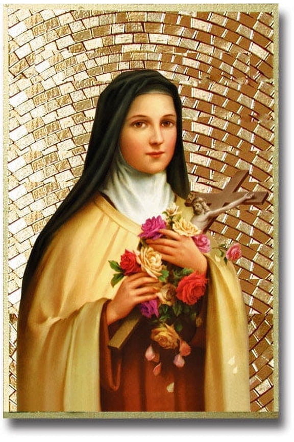 St. Therese Gold Foil Mosaic Plaque Wall Art Dcor, Small