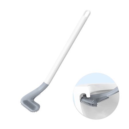 Hirundo Golf Toilet Brush, Long Handled Toilet Brush, Flexible Silicone Toilet Bowl Cleaning Brush, No Dead Corner (White)