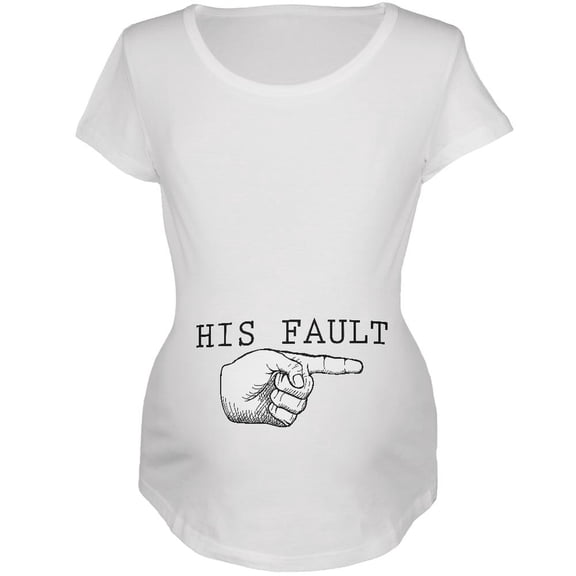 His Fault White Maternity Soft T-Shirt - 2X-Large