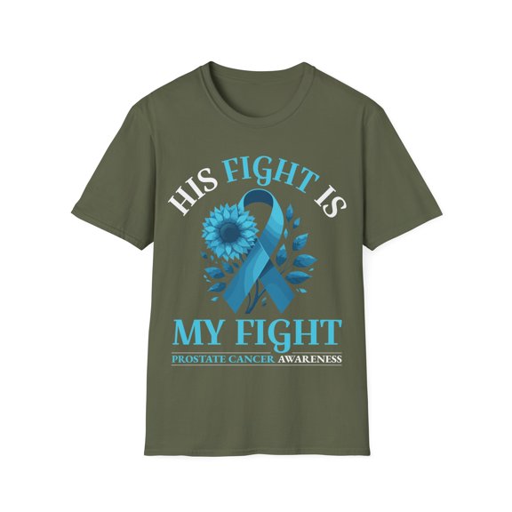 His Fight Is My Fight Prostate Cancer Awareness Blue Ribbon TShirt