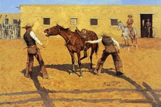 His First Lesson Canvas Art - Frederic Remington (12 x 18)