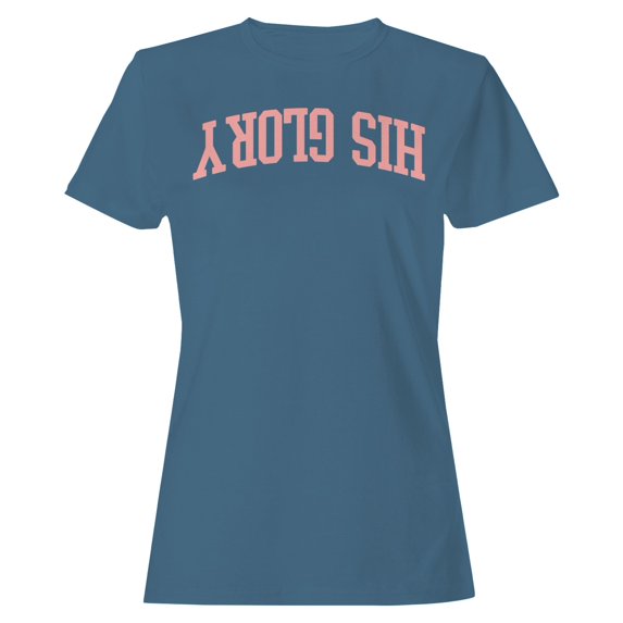 His Glory Christian Faith Women's Blue T-shirt