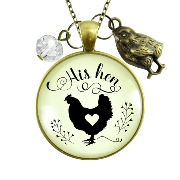 His Hen Necklace Chicken Mom Gutsy Goodness Adult Womens Bronze Jewelry